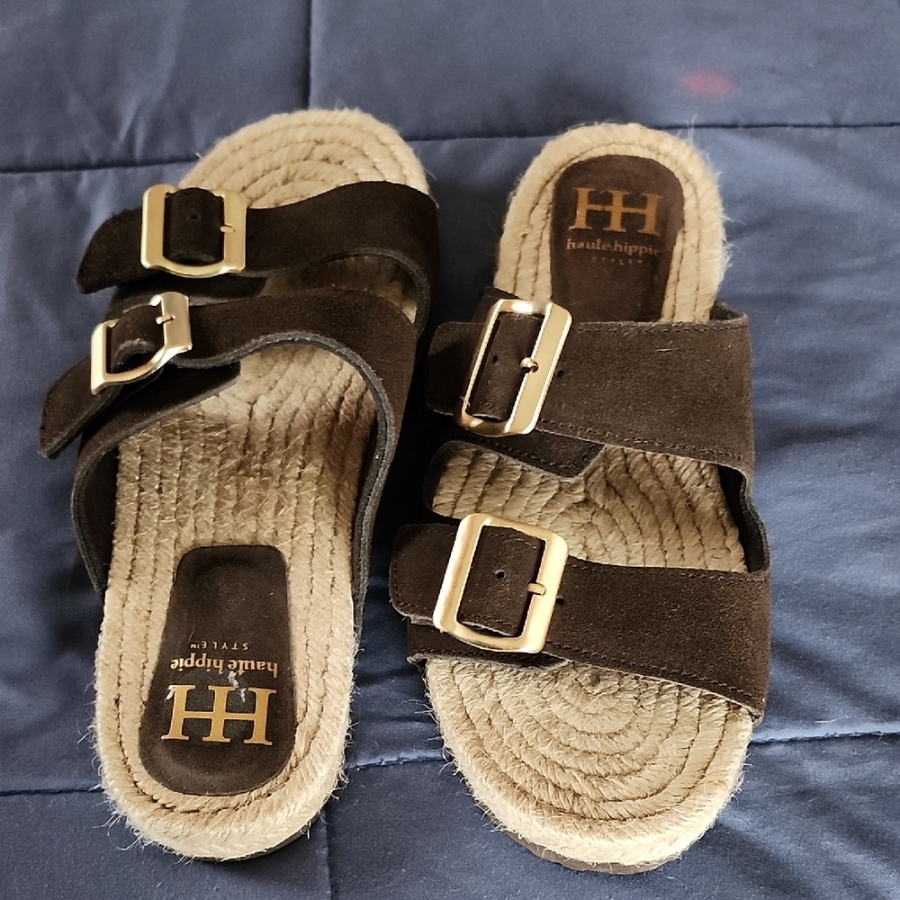 Haute Hippie Dark Brown Buckle Sandals